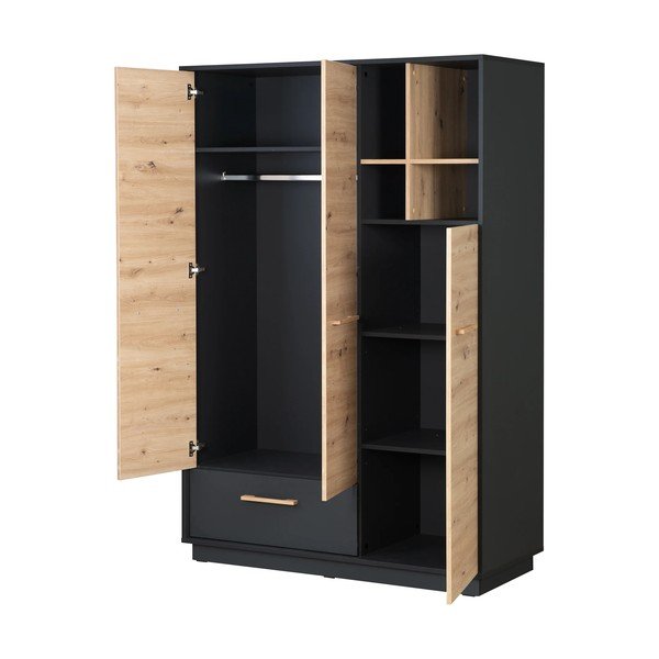 Детски гардероб с дъбов декор в цвят антрацит-натурален 132x195 cm Lenn - Roba-image-4