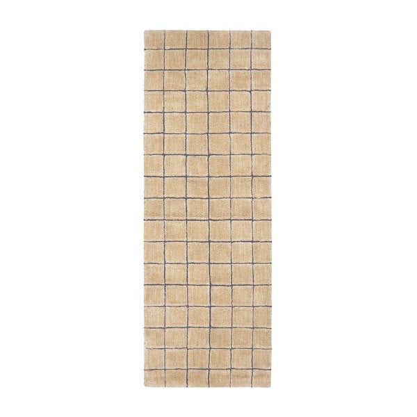 Ръчно изработена вълнена пътека в кехлибарен цвят 80x230 cm Mosaic Amber – Lorena Canals