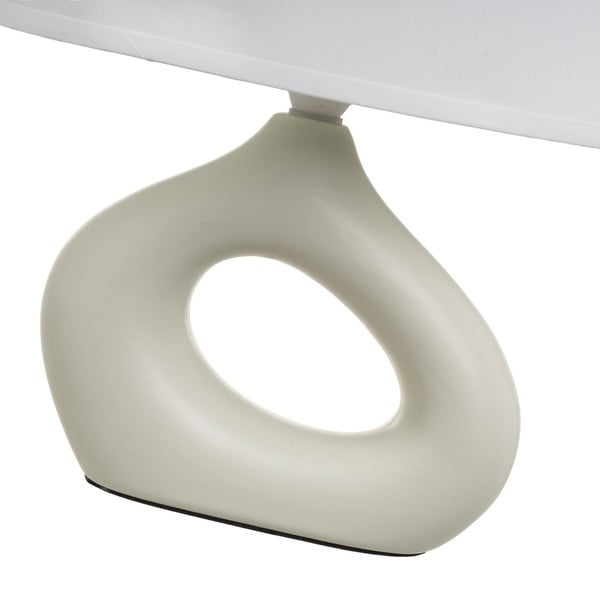 Бяло-бежова керамична настолна лампа с текстилен абажур (височина 30 cm) – Casa Selección-image-3