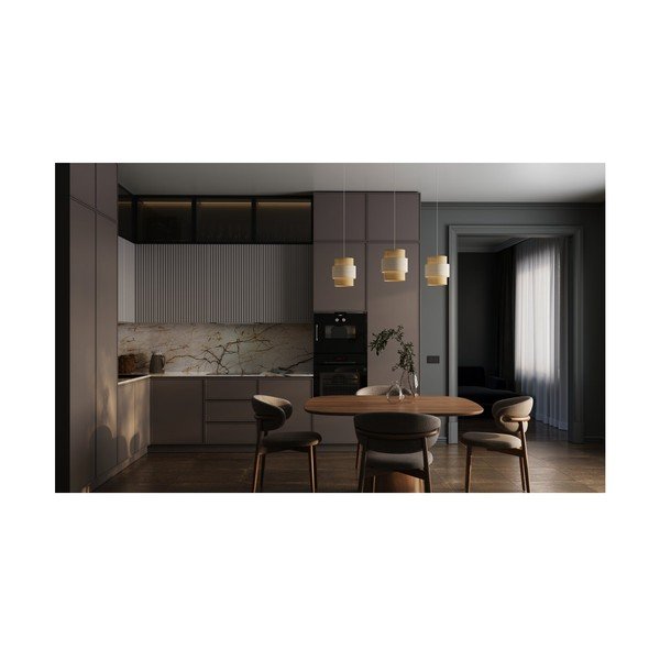 Висяща лампа в естествен цвят с абажур от ратанов текстил Abra 2 - GTV-image-1