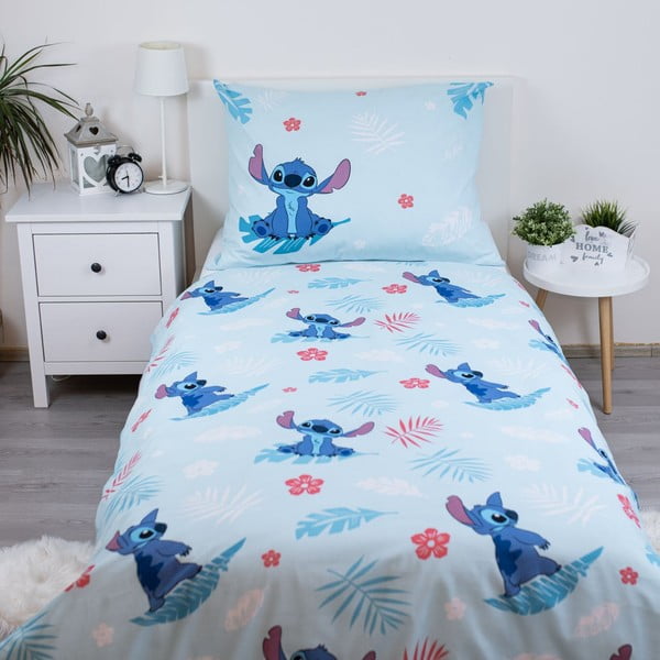 Синьо  единично  памучно детско спално бельо 140x200 cm Lilo and Stitch "Blue"  – Jerry Fabrics-image-2