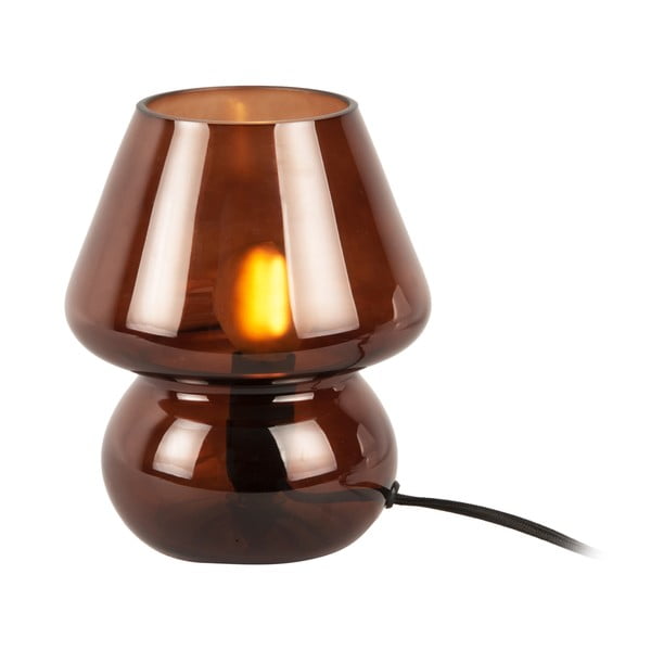Тъмнокафява стъклена настолна лампа Стъкло, височина 18 cm - Leitmotiv