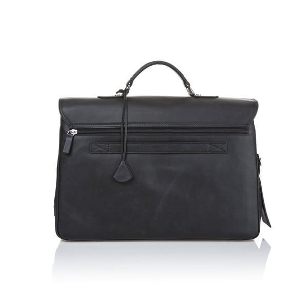 Черно мъжко куфарче от телешка кожа Brief - Ferruccio Laconi-image-2