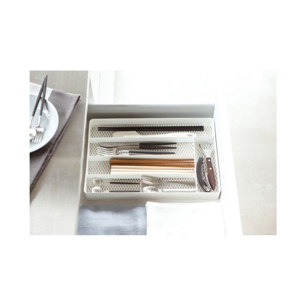 Bílé přihrádky do kuchyňské zásuvky YAMAZAKI Tower Cutlery-image-1