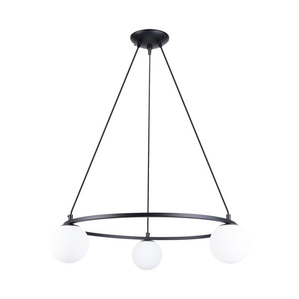 Бяло/черно висящо осветително тяло със стъклен абажур Umerta – Sollux