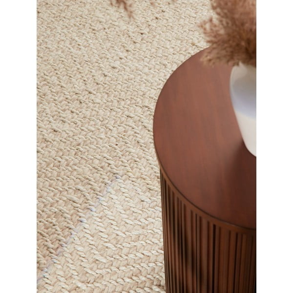 Ръчно изработен килим със смес от вълна в цвят слонова кост 80x150 cm Majoli – Elle Decoration-image-3