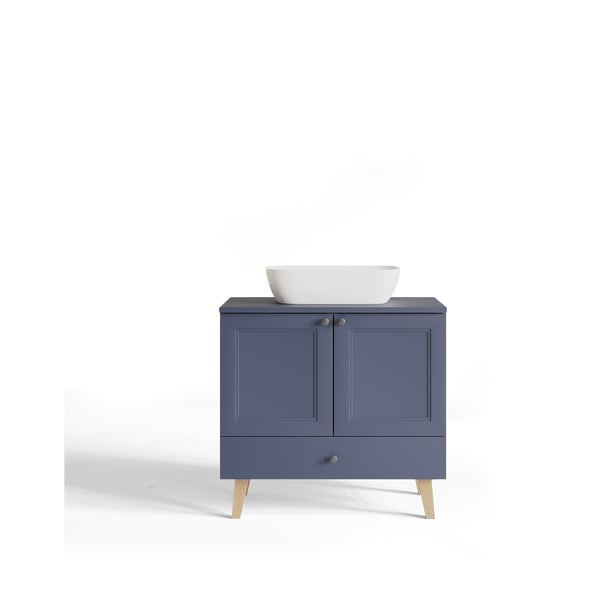 Нисък шкаф без мивка в тъмносин/естествен цвят 80x76 cm Venezia - STOLKAR