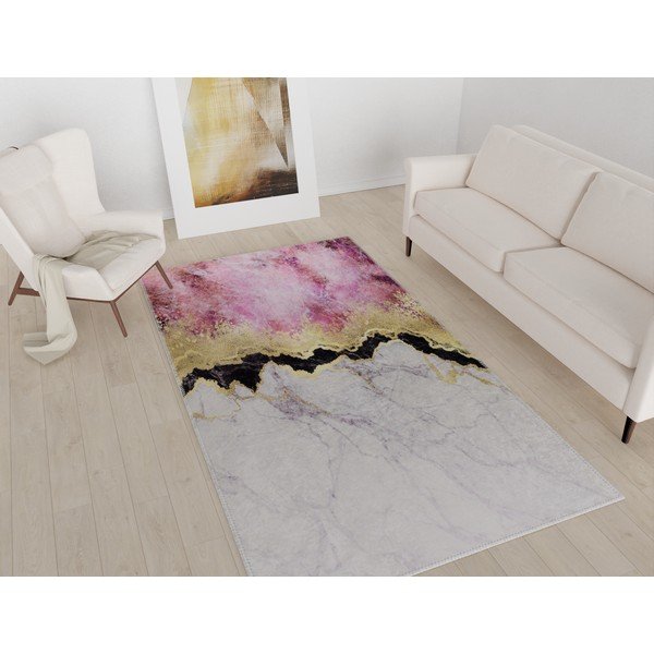 Бял/розов килим, подходящ за миене 80x150 cm - Vitaus-image-1
