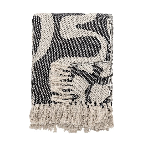 Черно/бежово одеяло от рециклиран памук 130x160 cm Salobre – Bloomingville-image-3