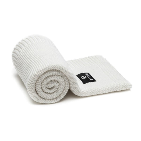 Бяло плетено бебешко одеяло със съдържание на памук , 80 x 100 cm Autumn waves - T-TOMI