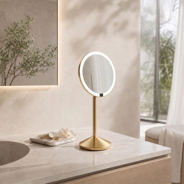 Козметично огледало със светлина/увеличително (увеличение 5x) ø 12 cm – simplehuman-image-1
