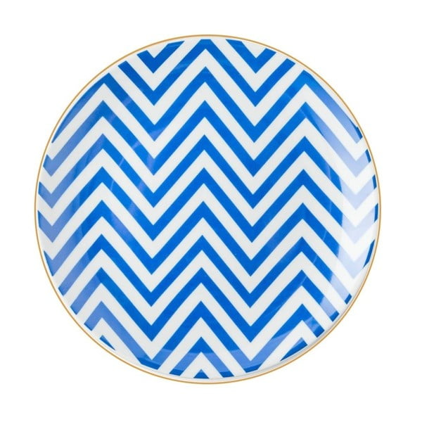 Modrobílý porcelánový talíř Vivas Zigzag, Ø 23 cm