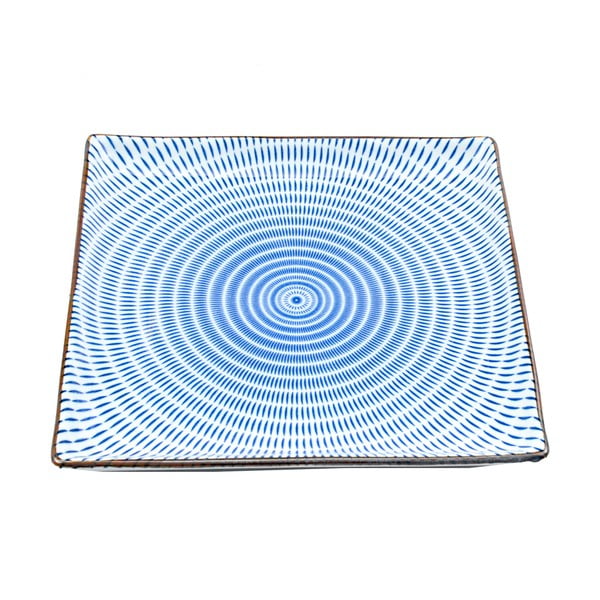 Porcelánový hranatý talíř Blue Stripe, 23 cm