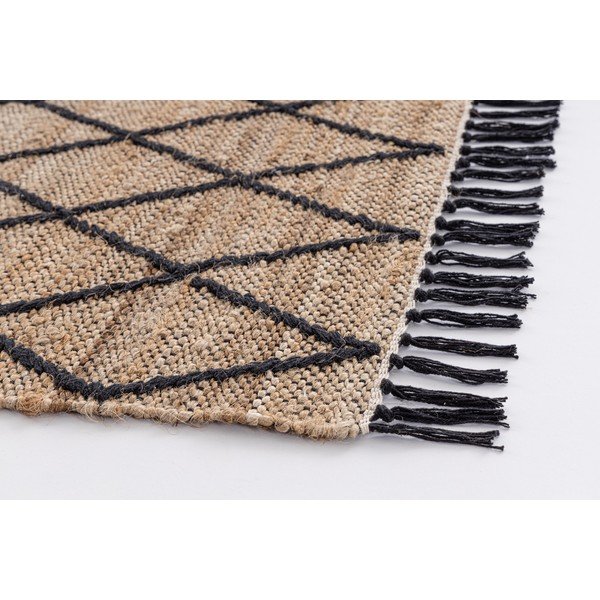 Черен/в естествен цвят ръчно изработен ютен килим 60x90 cm Shaila – Yes Everyday-image-2