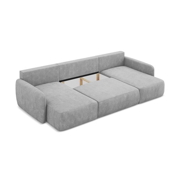 Светлосив шенилов разтегателен ъглов диван с място за съхранение (U форма) Lilo – Makamii-image-3