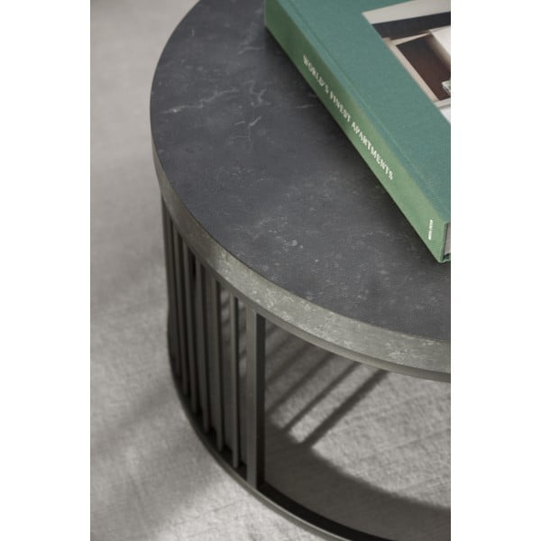 Черна кръгла масичка за кафе с плот от имитация на мрамор ø 65 cm Strington – Actona-image-2