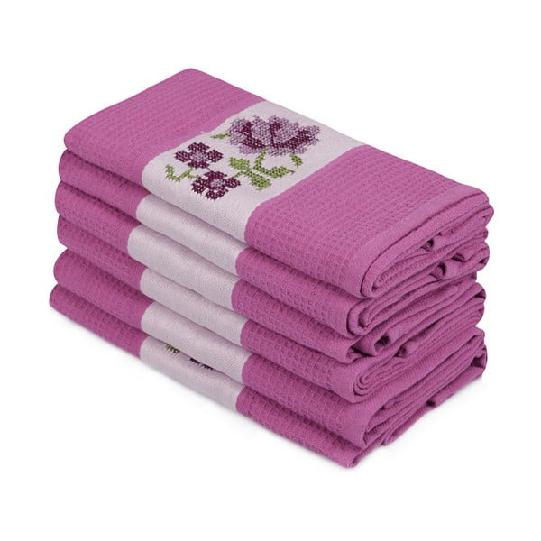 Комплект от 6 лилави кърпи от чист памук Simplicity, 45 x 70 cm - Mijolnir