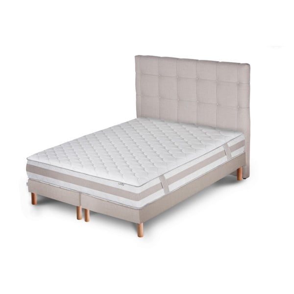 Светлосиво легло с матрак и двойна пружина Saturne Dahla, 180 x 200 cm - Stella Cadente Maison