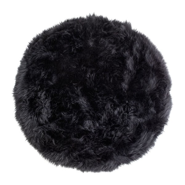 Černý koberec z ovčí kožešiny Royal Dream Zealand, ⌀ 70 cm