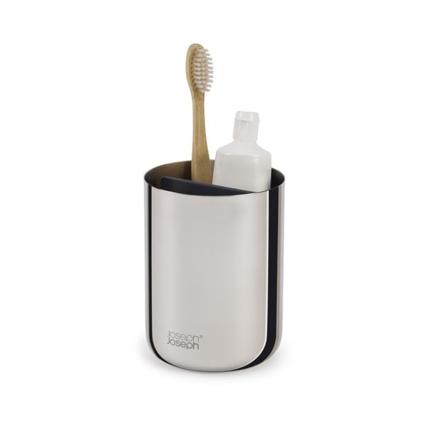Чаша за четка за зъби от неръждаема стомана в блестящо сребристо EasyStore Luxe - Joseph Joseph