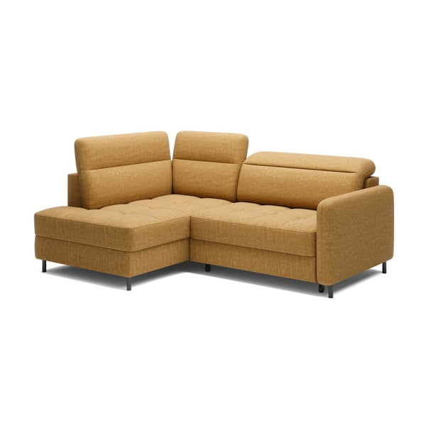 Жълт кадифен разтегателен ъглов диван с място за съхранение (ляв ъгъл L форма) Barea – ELTAP-image-2