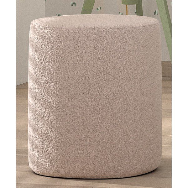 Светлорозов детски пуф от плат букле MOON - Vipack-image-1