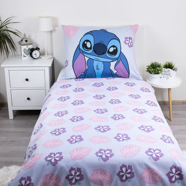 Синьо-лилаво единично памучно детско спално бельо 140x200 cm Lilo and Stitch "Cute" – Jerry Fabrics-image-2