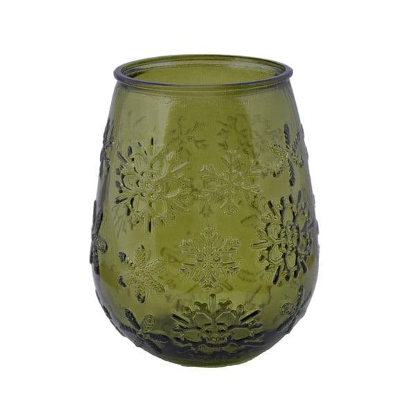 Ваза от зелено стъкло с коледен мотив, височина 13 cm Copos de Nieve - Ego Dekor