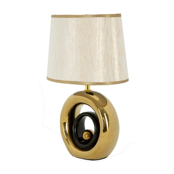Бяла настолна лампа със златист дизайн Round - Mauro Ferretti