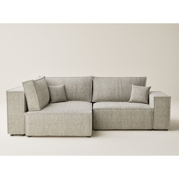 Бежов шенилов сгъваем/с място за съхранение ъглов диван (ляв ъгъл/L форма) Tonga – Maison de Rêve-image-2