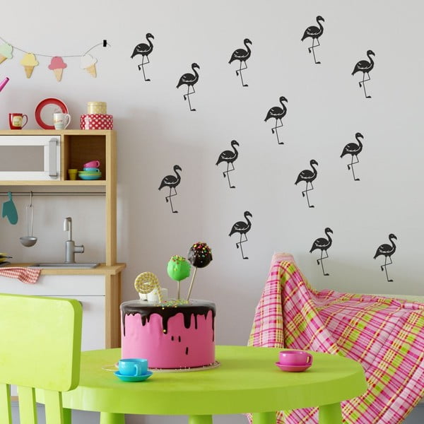 Комплект черни стикери за стена Flamingo - North Carolina Scandinavian Home Decors