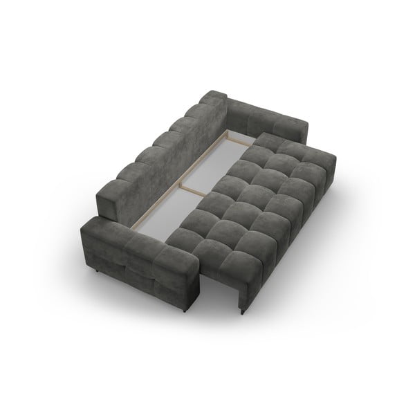 Сив кадифен разтегателен диван с място за съхранение 250 cm Wicklow – Cosmopolitan Design-image-3