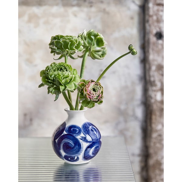Синя ръчно рисувана каменна ваза Tulle - Kähler Design-image-1