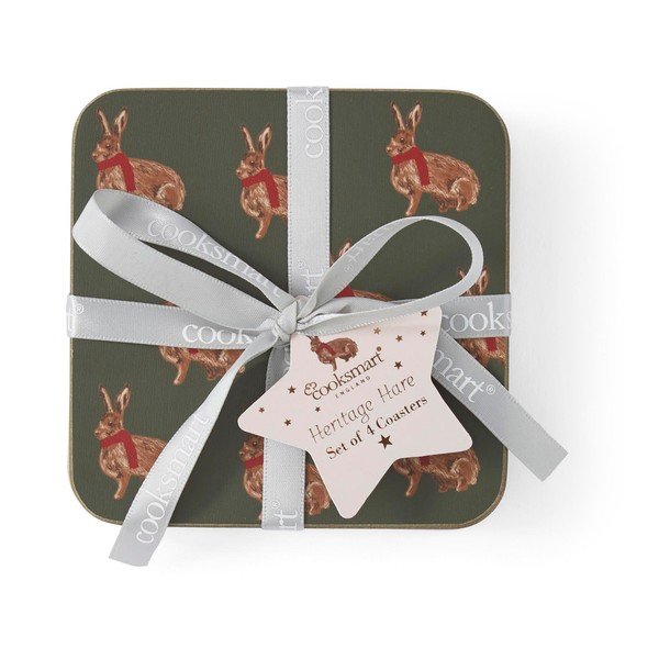 Червени/тъмнозелени  коркови подложки в комплект 4 бр. Heritage Hare – Cooksmart ®-image-1