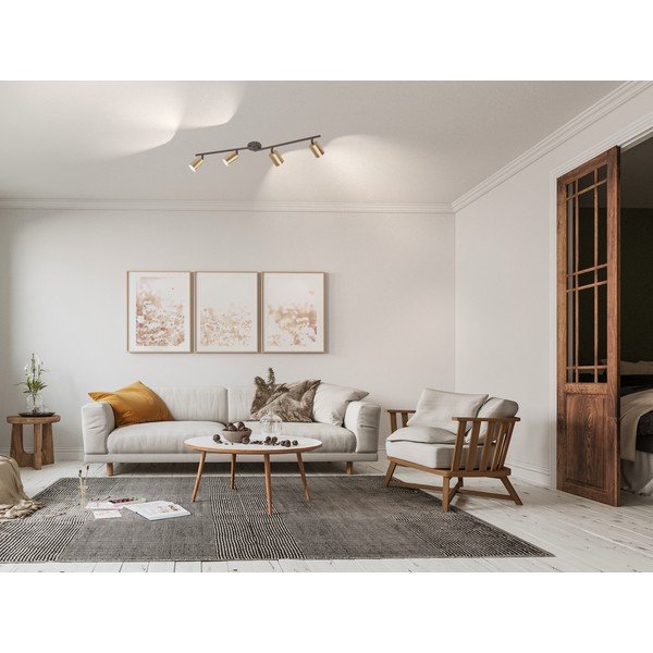 Черно-златисто осветително тяло за таван с метален абажур ø 8 cm Vano – Fischer & Honsel-image-1