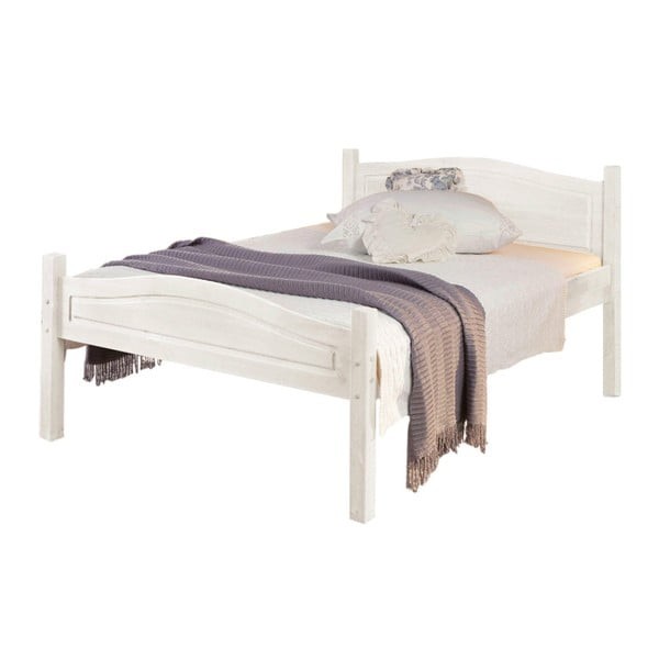 Bílá dřevěná dvoulůžková postel 13Casa Cinnamon,  160 x 200 cm