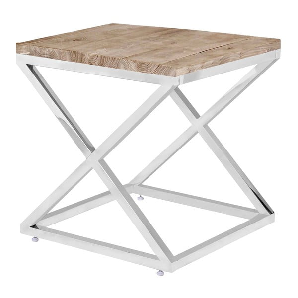 Konferenční stolek ve stříbrné barvě s deskou z jilmového dřeva Artelore Hermes