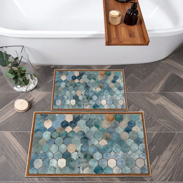 Сини килими за баня в комплект 2 бр. 60x100 cm – Foutastic-image-3