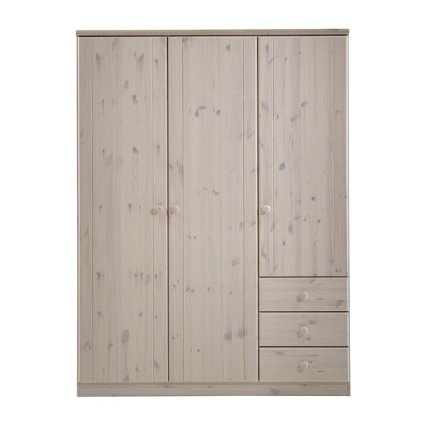 Млечнобял лакиран боров гардероб Ribe, 202 x 150,5 cm - Steens