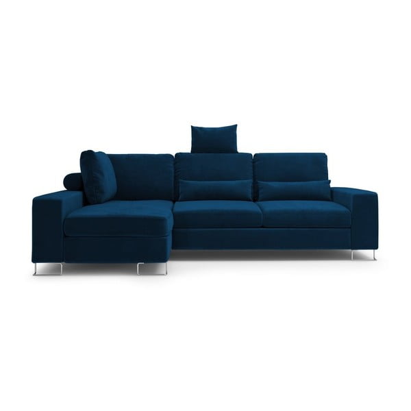 Кралско син ъглов разтегателен диван с кадифена тапицерия Diane, ляв ъгъл - Windsor & Co Sofas
