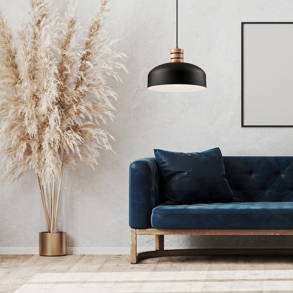 Черно висящо осветително тяло с метален абажур ø 30 cm Cosmo – LAMKUR-image-2