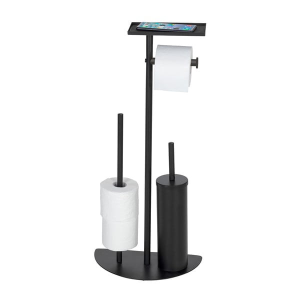 Черна стоманена поставка за тоалетна хартия с четка Cosenza - Wenko-image-2