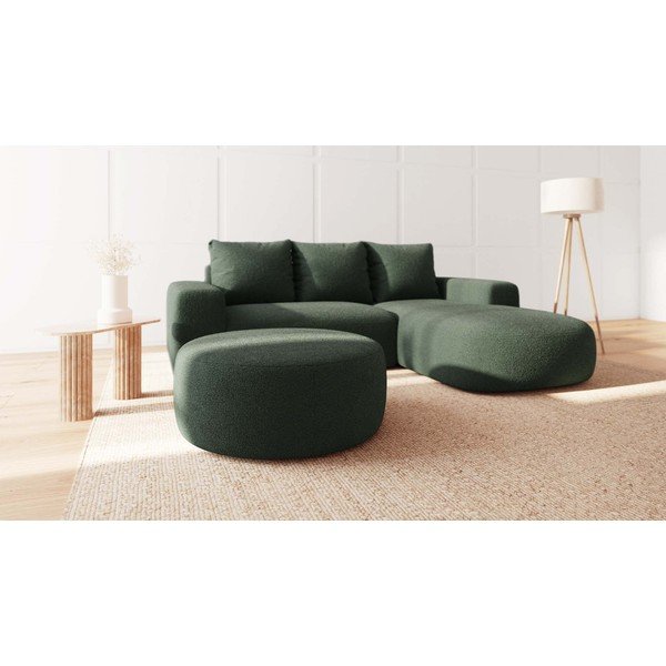 Табуретка от зелен плат букле Feiro - MESONICA-image-1