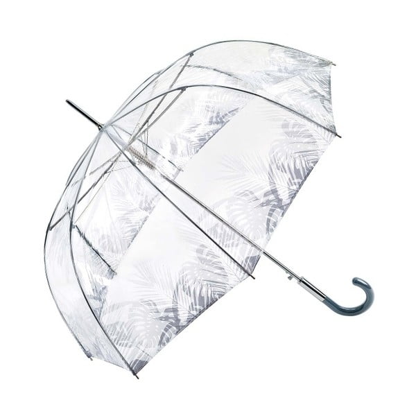 Прозрачен чадър за птици с тропически листа със сиви детайли, ⌀ 86 cm - Ambiance