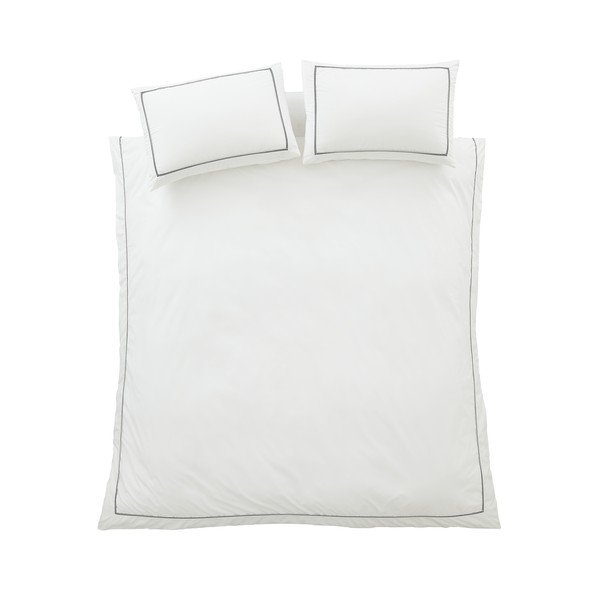 Бяло единично  спално бельо от памук перкал 135x200 cm Contrast Trim – Bianca