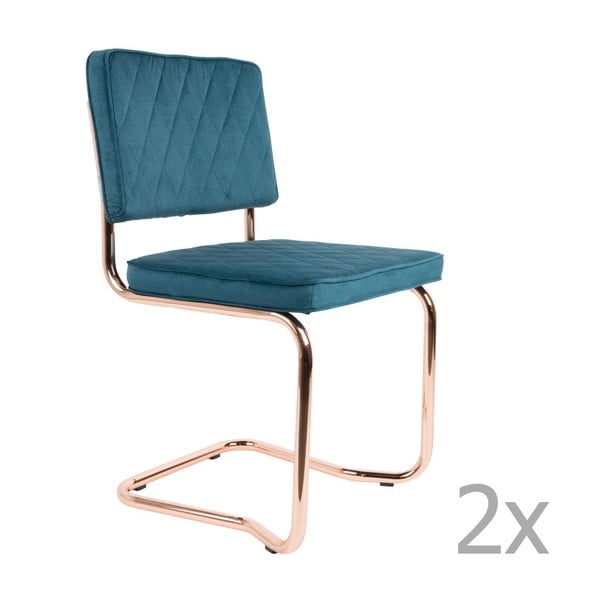 Комплект от 2 сини стола Diamond Kink - Zuiver