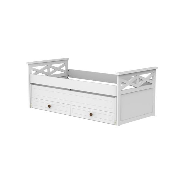 Бяло единично легло с изтеглящо се чекмедже Aspas, 90 x 190/200 cm - Trébol Mobiliario