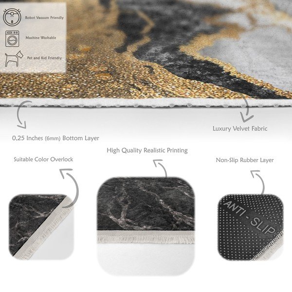 Черно-бял миещ се килим 160x230 cm - Mila Home-image-3