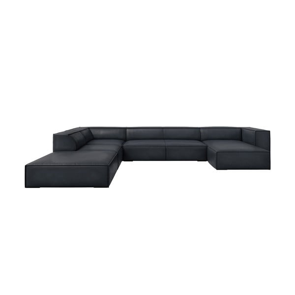 Тъмносин кожен ъглов диван (ляв ъгъл) Madame – Windsor & Co Sofas