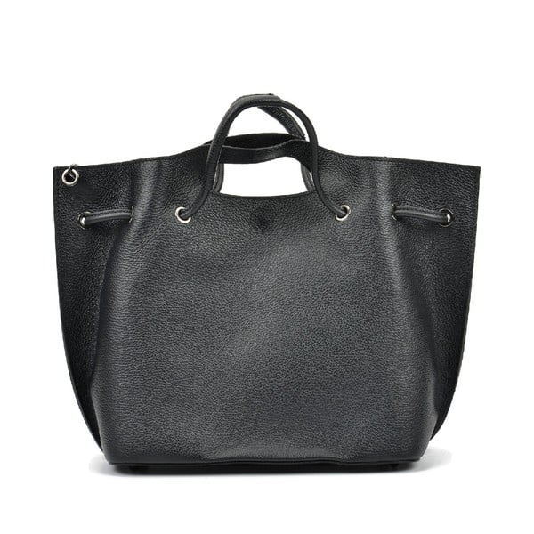 Черна кожена чанта Ivone - Mangotti Bags